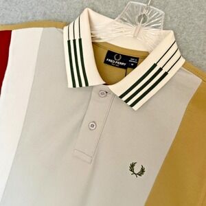 NEW! Fred Perry Golf Polo Shirt Mens Medium Colorblock Short Sleeve Casual NWT